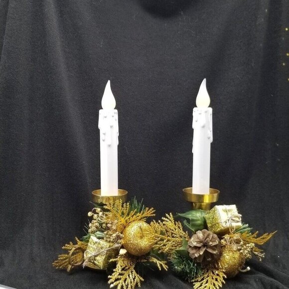 Vintage Solid Brass Candlesticks Battery Operated Twist Gold Handle 10.5" Lot 2 - Picture 3 of 12